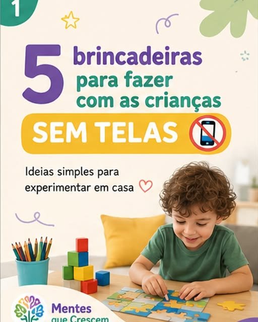 Criança montando um quebra-cabeça. Cinco brincadeiras para fazer com as crianças sem telas.